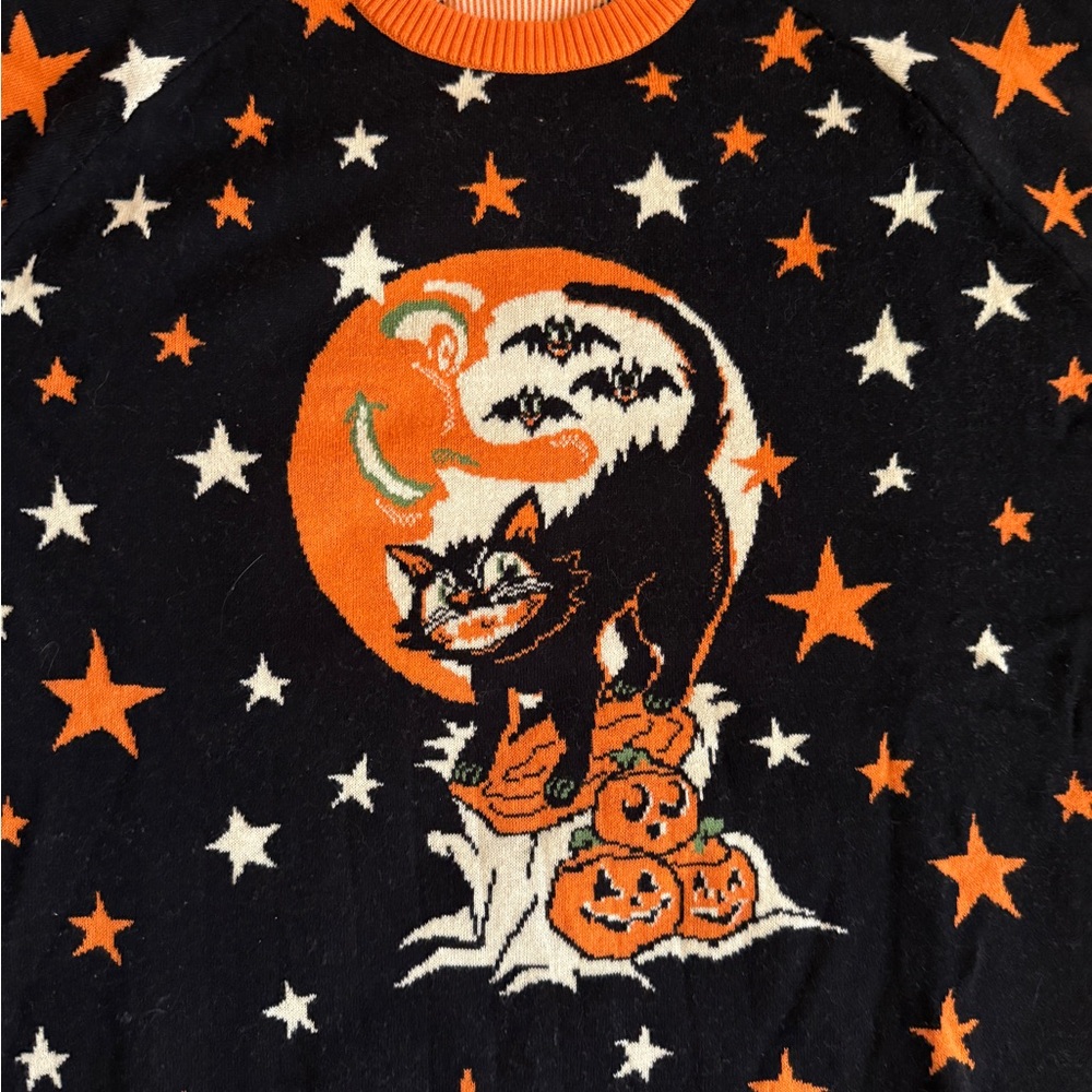 Cute Halloween Ugly Sweater 100% Cotton Black Cat Sweater Unisex Large shirt - Picture 4 of 4